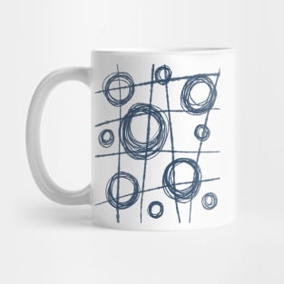 Navy and White Ink Lines and Circles Mug